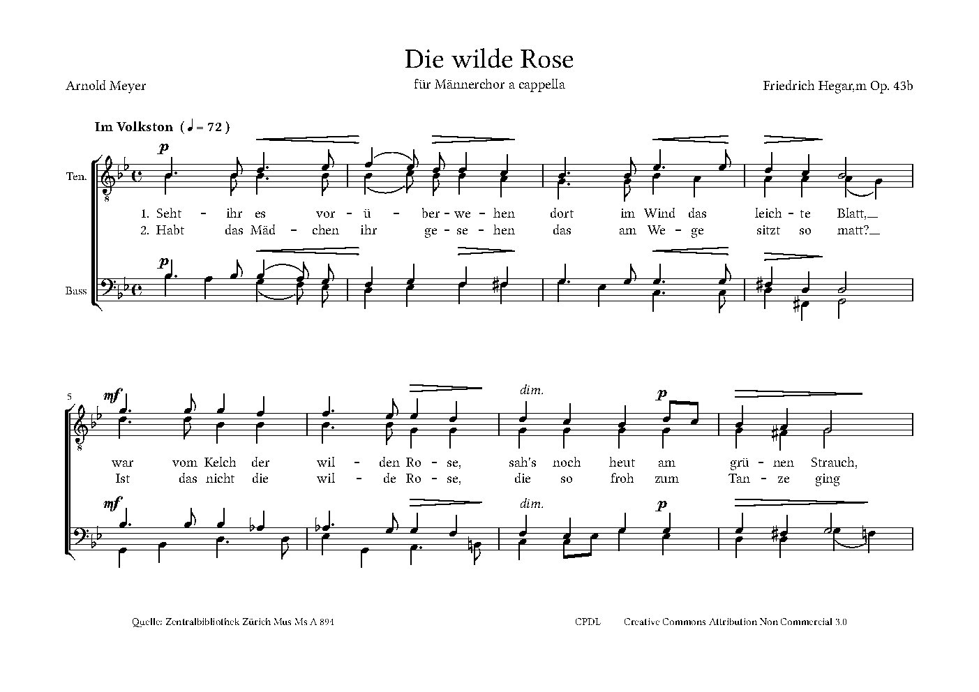 Die wilde Rose - Choir Script PDF Thumbnail