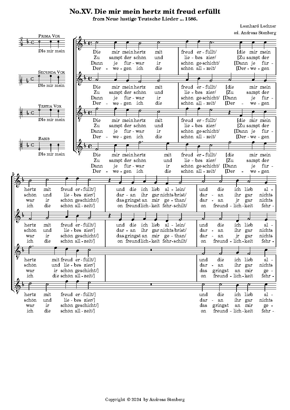 Die mir mein hertz mit freud erfüllt - Choir Script PDF Thumbnail