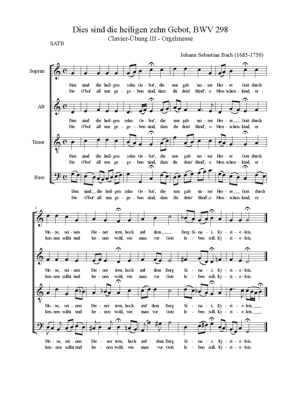 Dies sind die heil'gen zehn Gebot (Chorale)|{{NoCo|Chorals of the German Organ Mass (Clavier Übung III) - Choir Script PDF Thumbnail