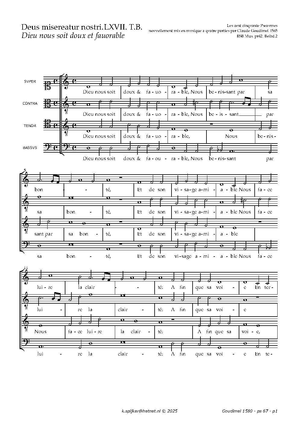 Dieu nous soit doux et favorable (psalm 67)