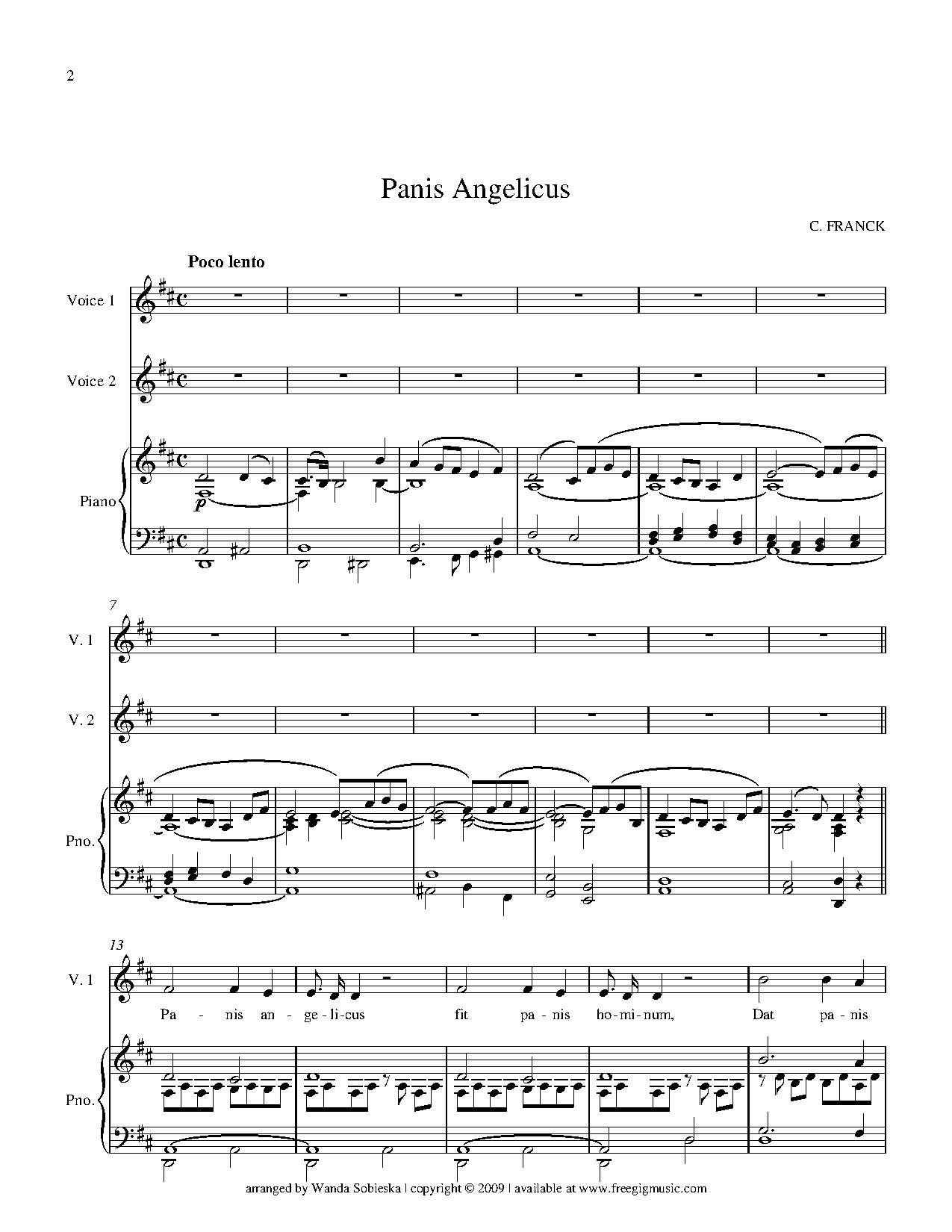 Panis Angelicus D Major - Download Choir Script PDF