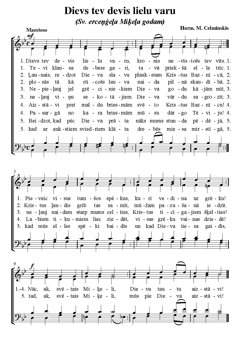 Dievs tev devis lielu varu (Chant of St. Michael)