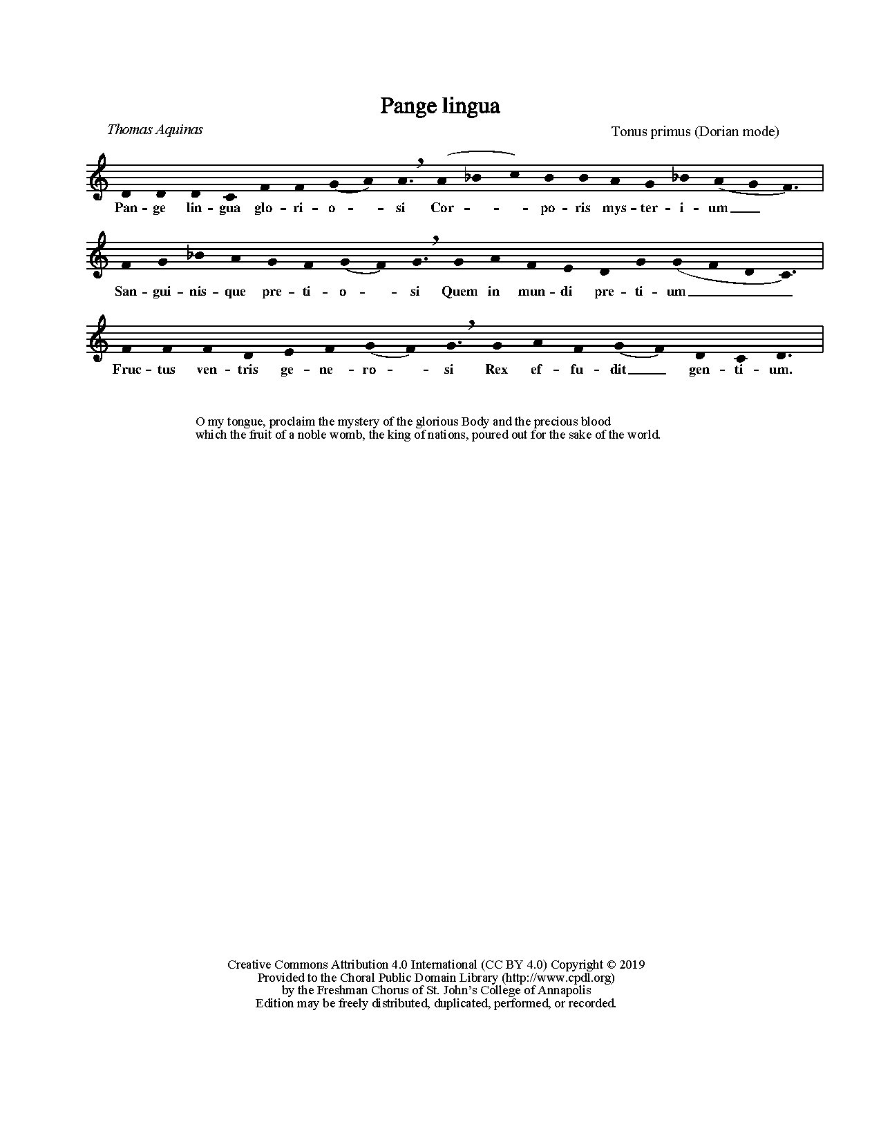 Pange Lingua Dorian Cpdl Sjc - Download Choir Script PDF