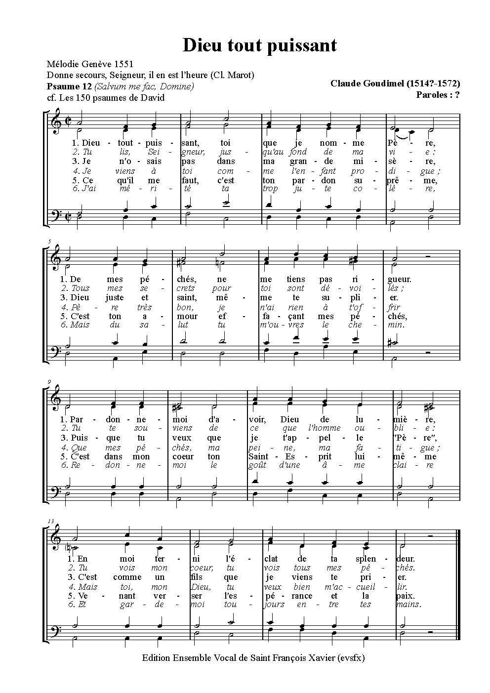 Dieu tout puissant - Choir Script PDF Thumbnail