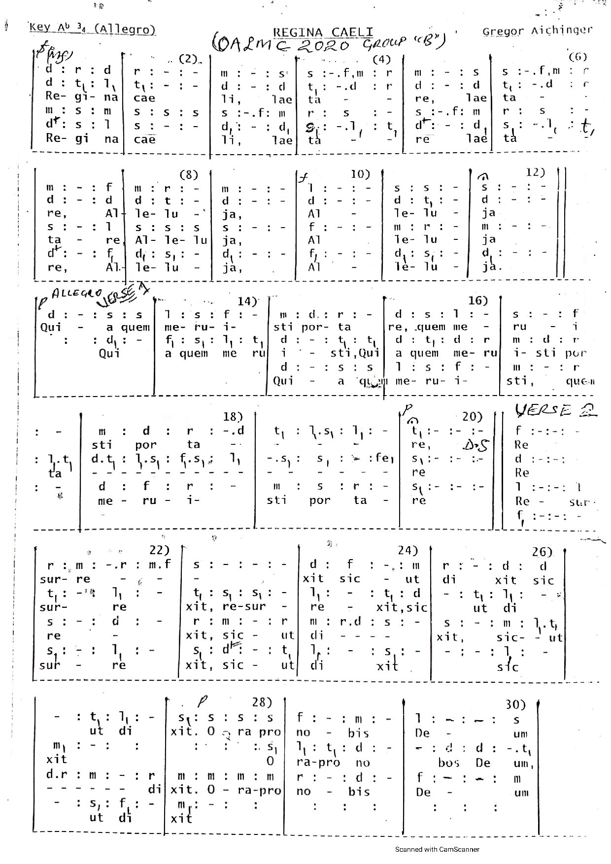 Regina Ceali ~ Gregor Aichinger - Download Choir Script PDF