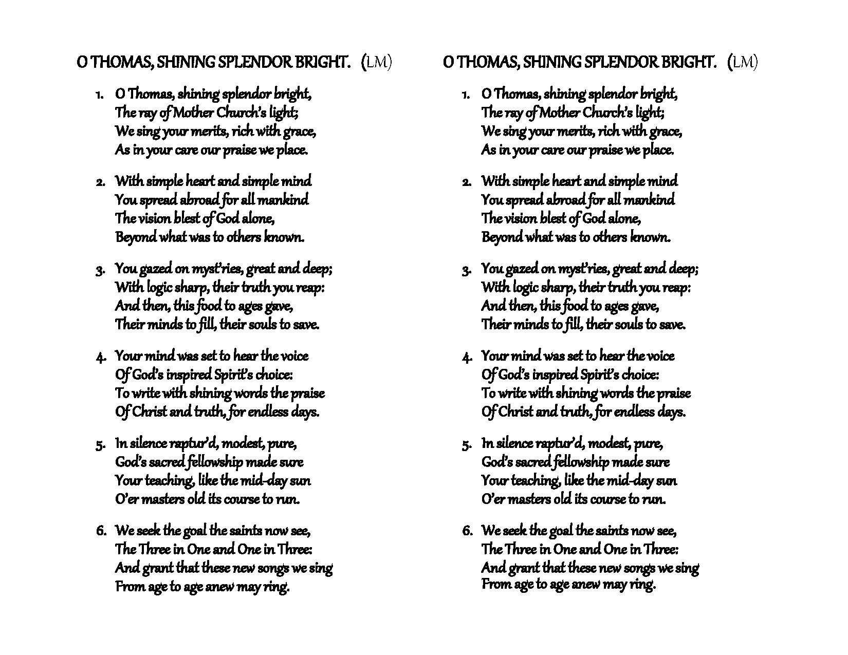 O Thomas & Adoro Te Devote - Download Choir Script PDF