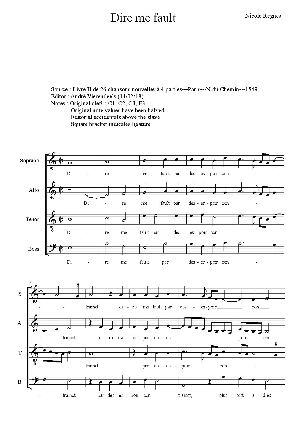 Dire me fault - Choir Script PDF Thumbnail