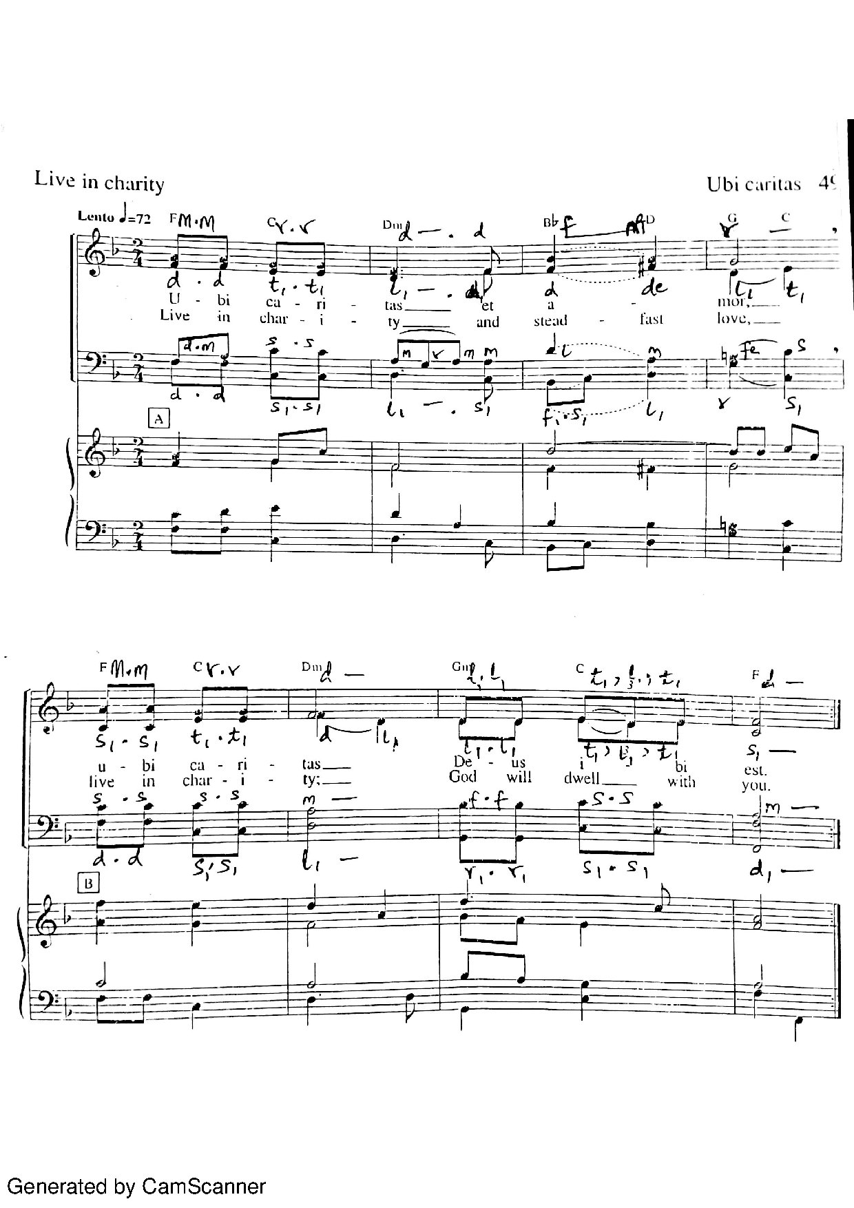 Ubi Caritas - Download Choir Script PDF