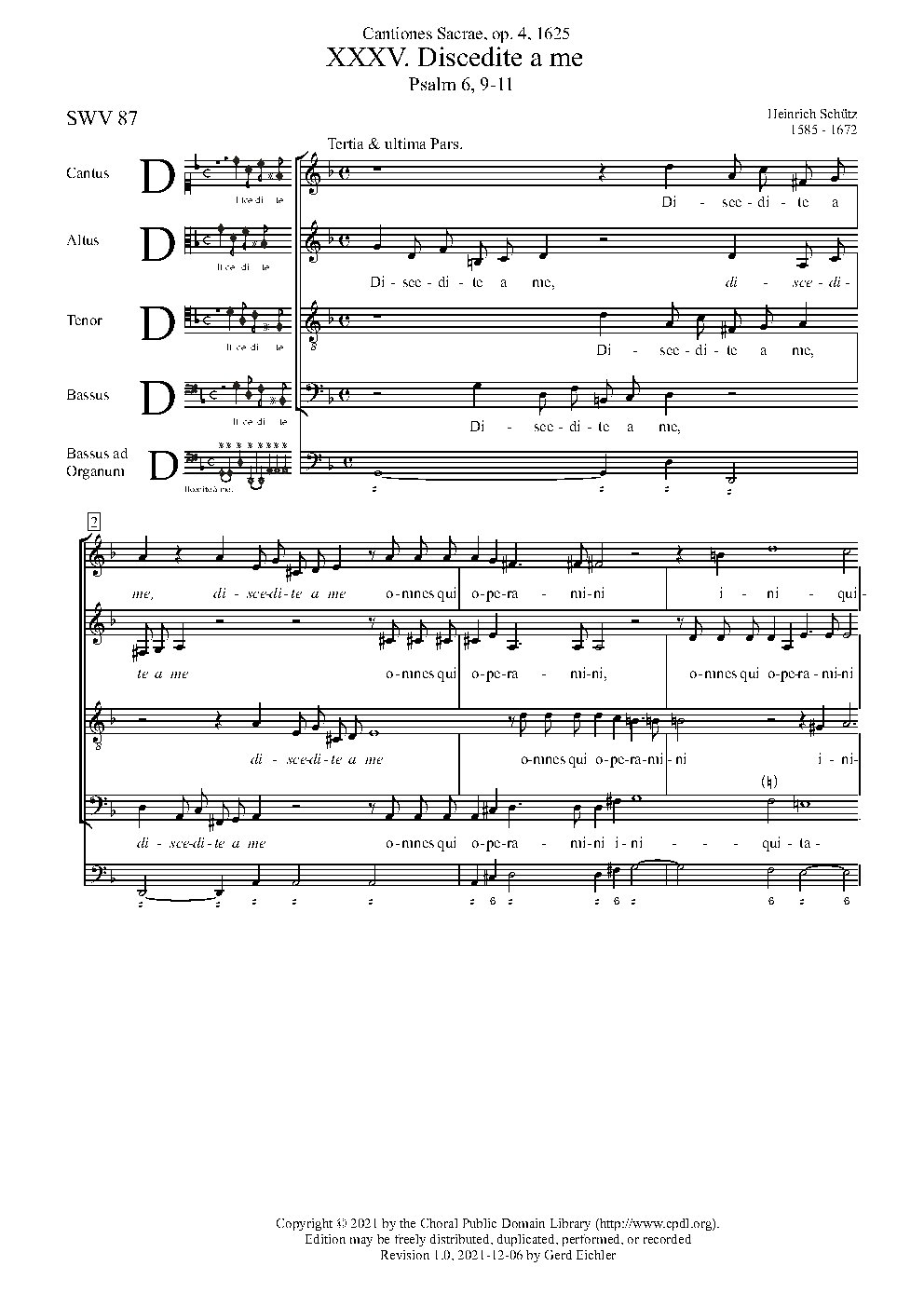Discedite a me omnes qui operamini, SWV 87