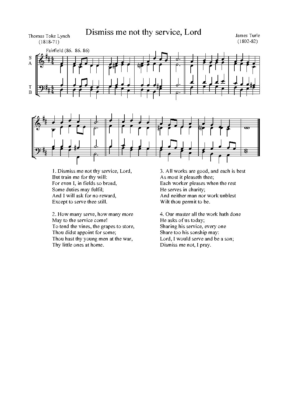 Dismiss me not thy service, Lord - Choir Script PDF Thumbnail