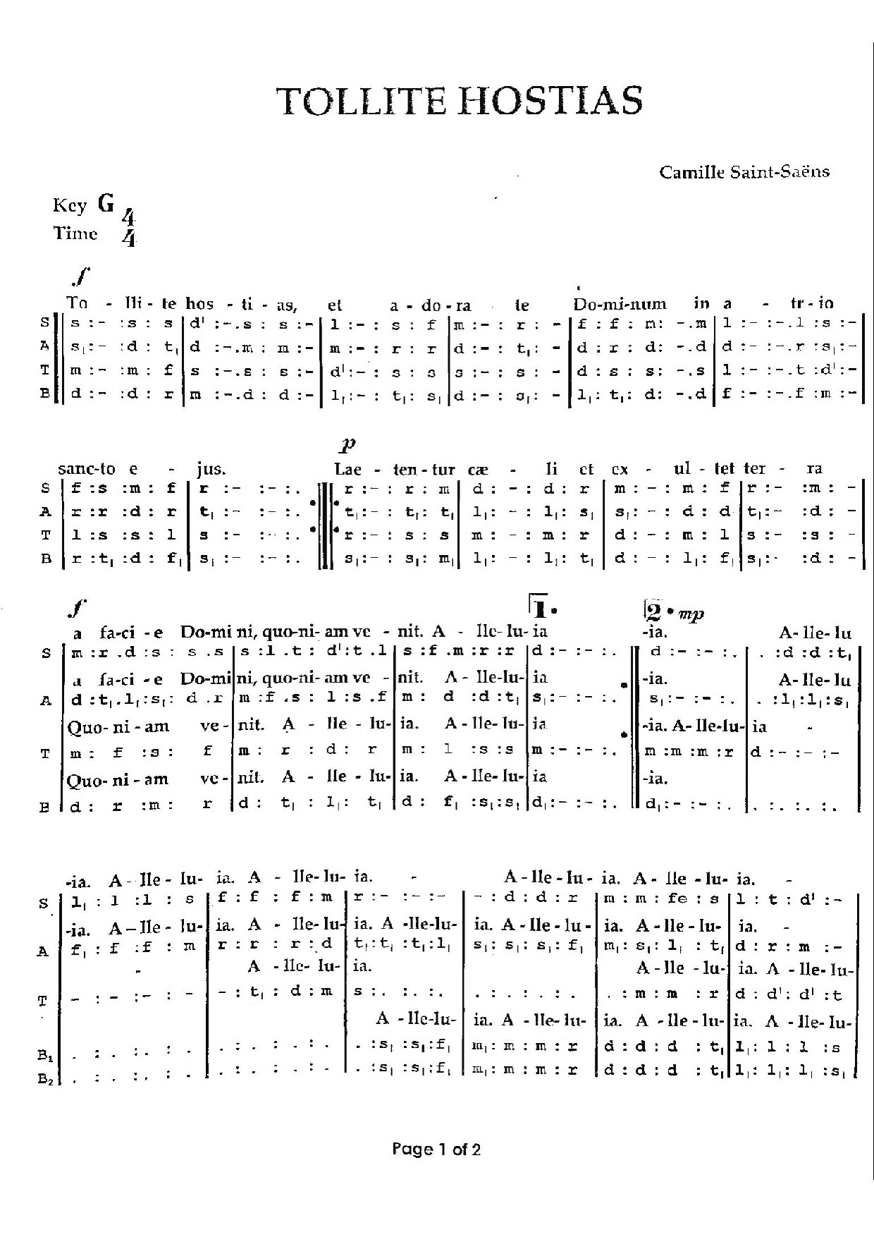 Tollite Hostias - Download Choir Script PDF