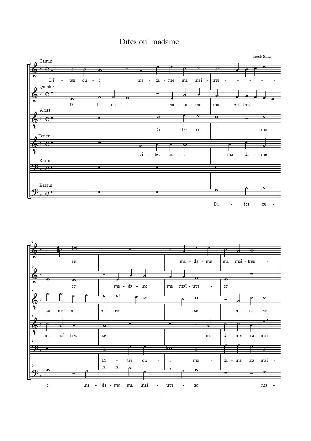 Dites oui madame - Choir Script PDF Thumbnail