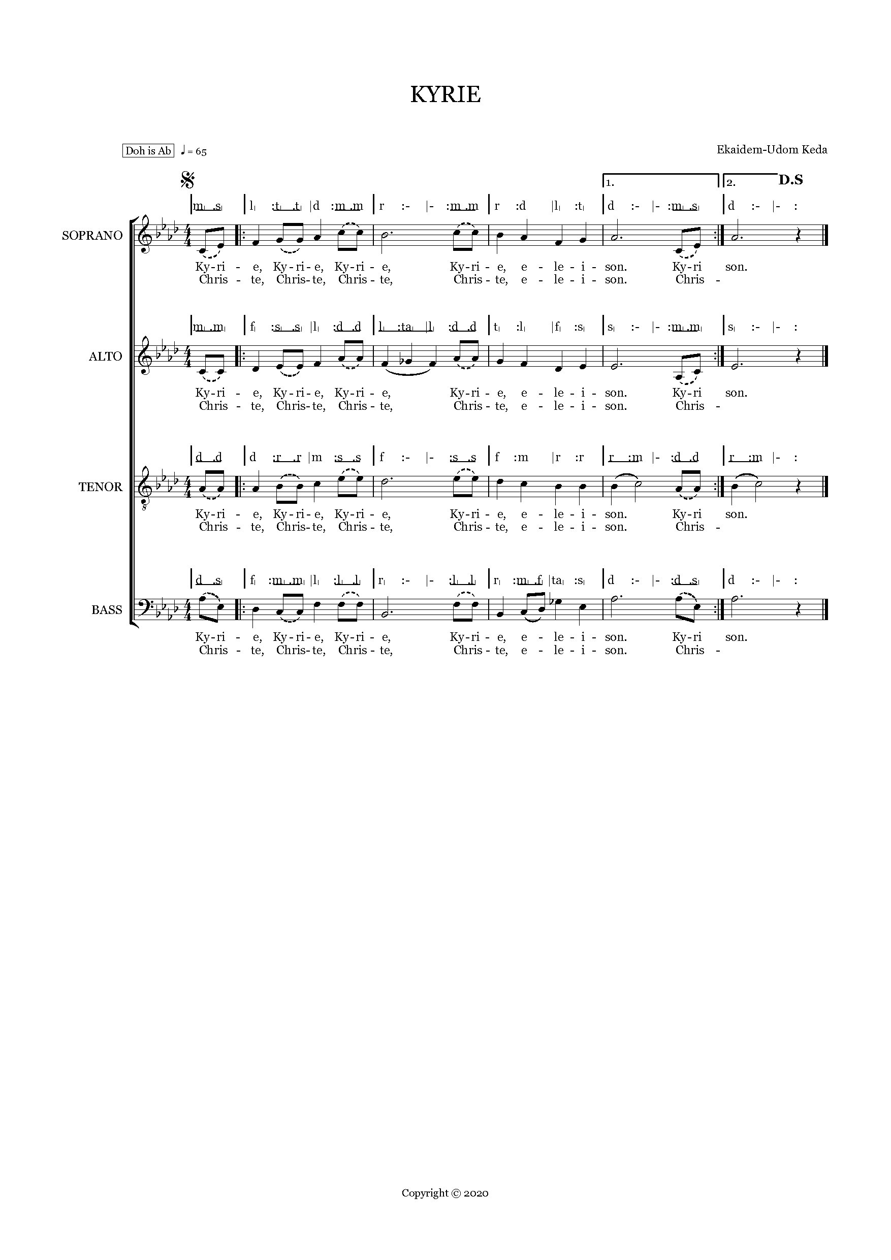 Kyrie - Idongesit - Full Score - Download Choir Script PDF