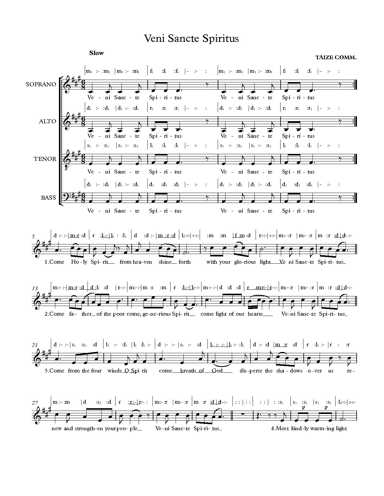 Veni Sancte Spiritus - Full Score - Download Choir Script PDF