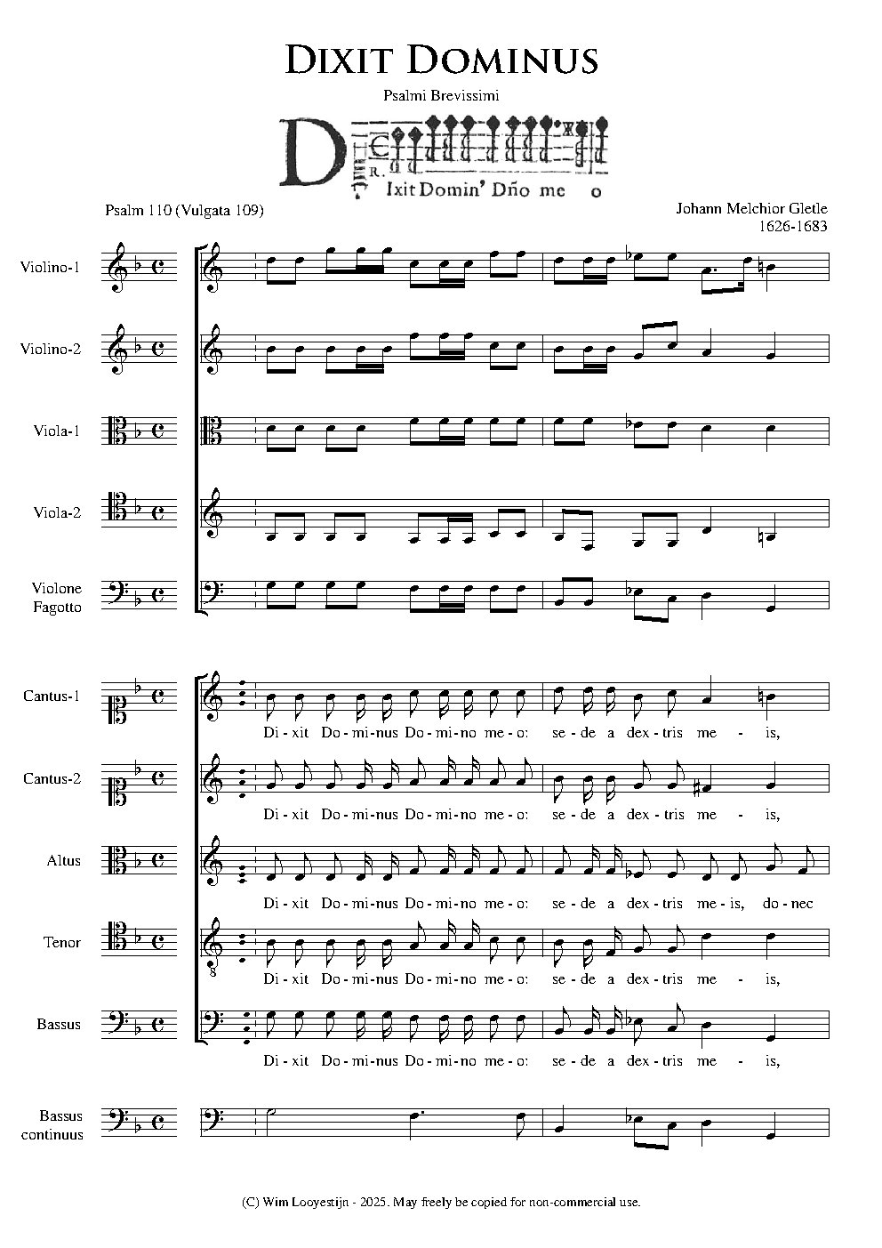 Dixit Dominus (brevissimum) - Choir Script PDF Thumbnail