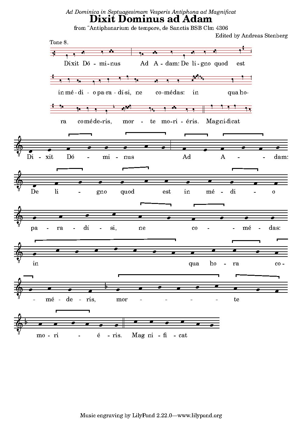 Dixit Dominus ad Adam - Choir Script PDF Thumbnail