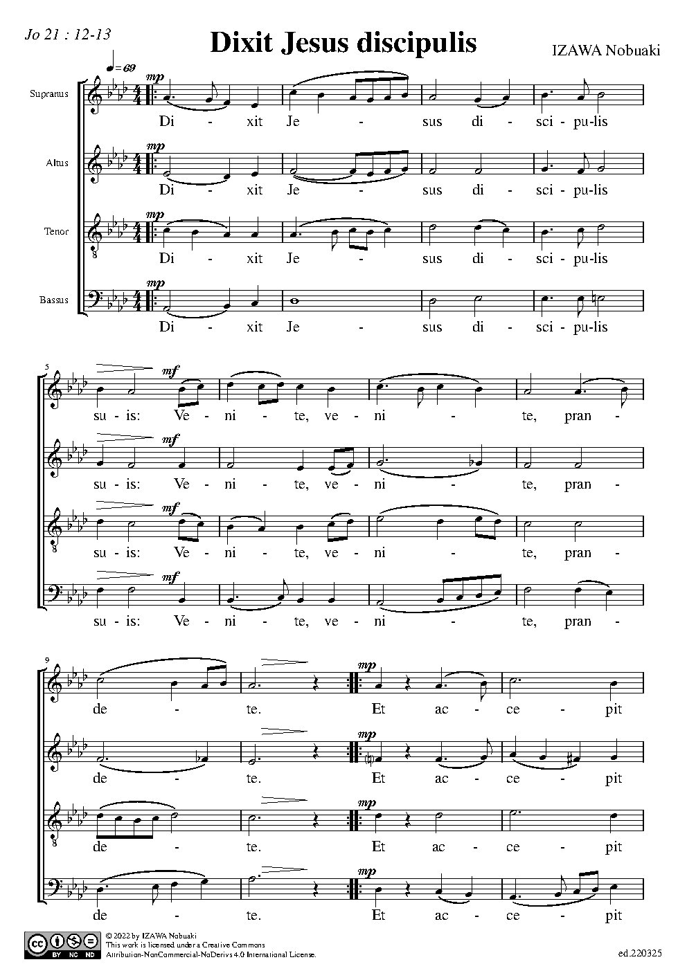 Dixit Jesus discipulis - Choir Script PDF Thumbnail