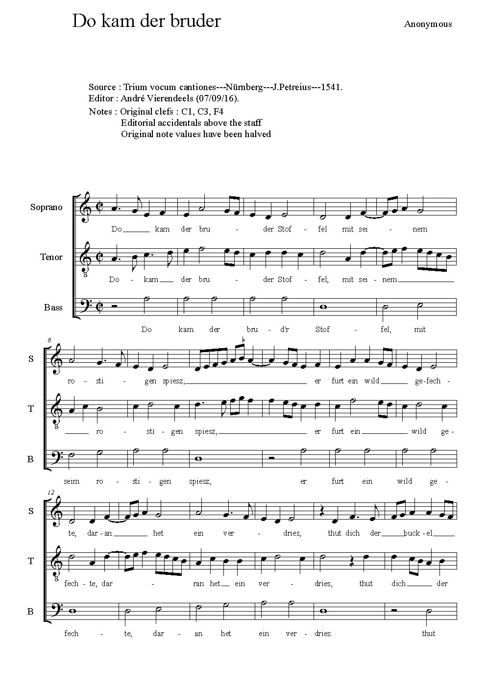 Do kam der bruder Stoffel - Choir Script PDF Thumbnail