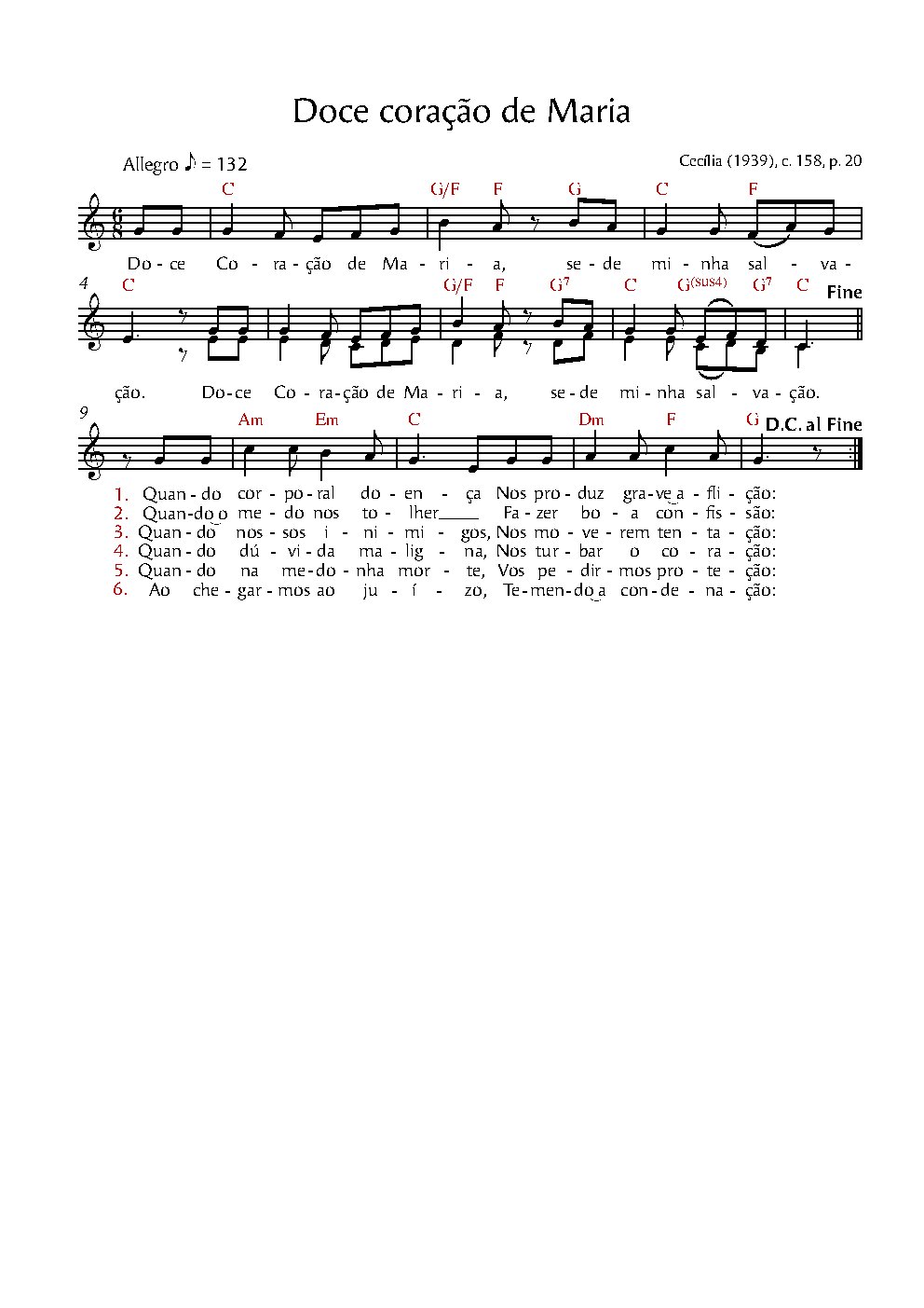 Doce Coração de Maria - Choir Script PDF Thumbnail