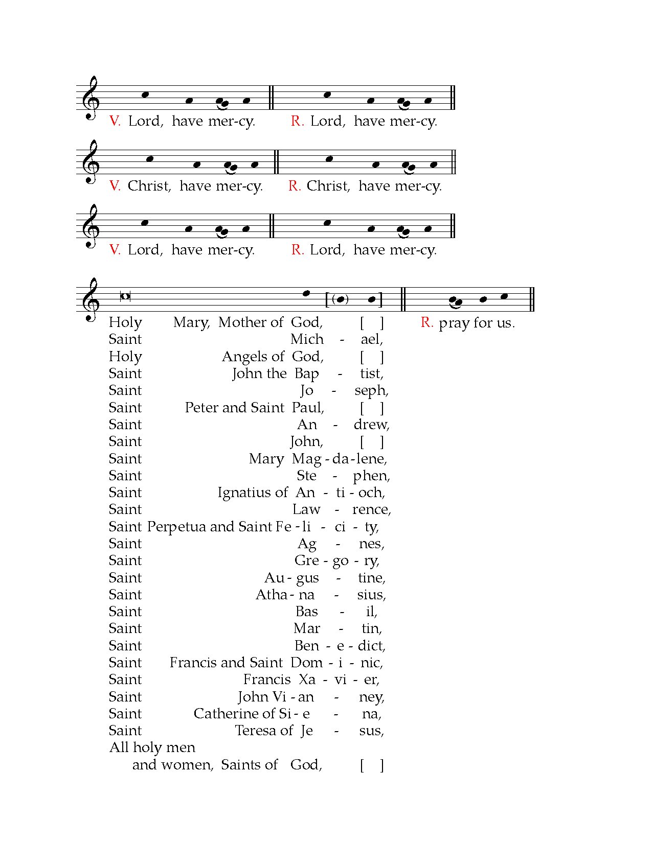 Litany Of The Saint Paschalvigil - Download Choir Script PDF