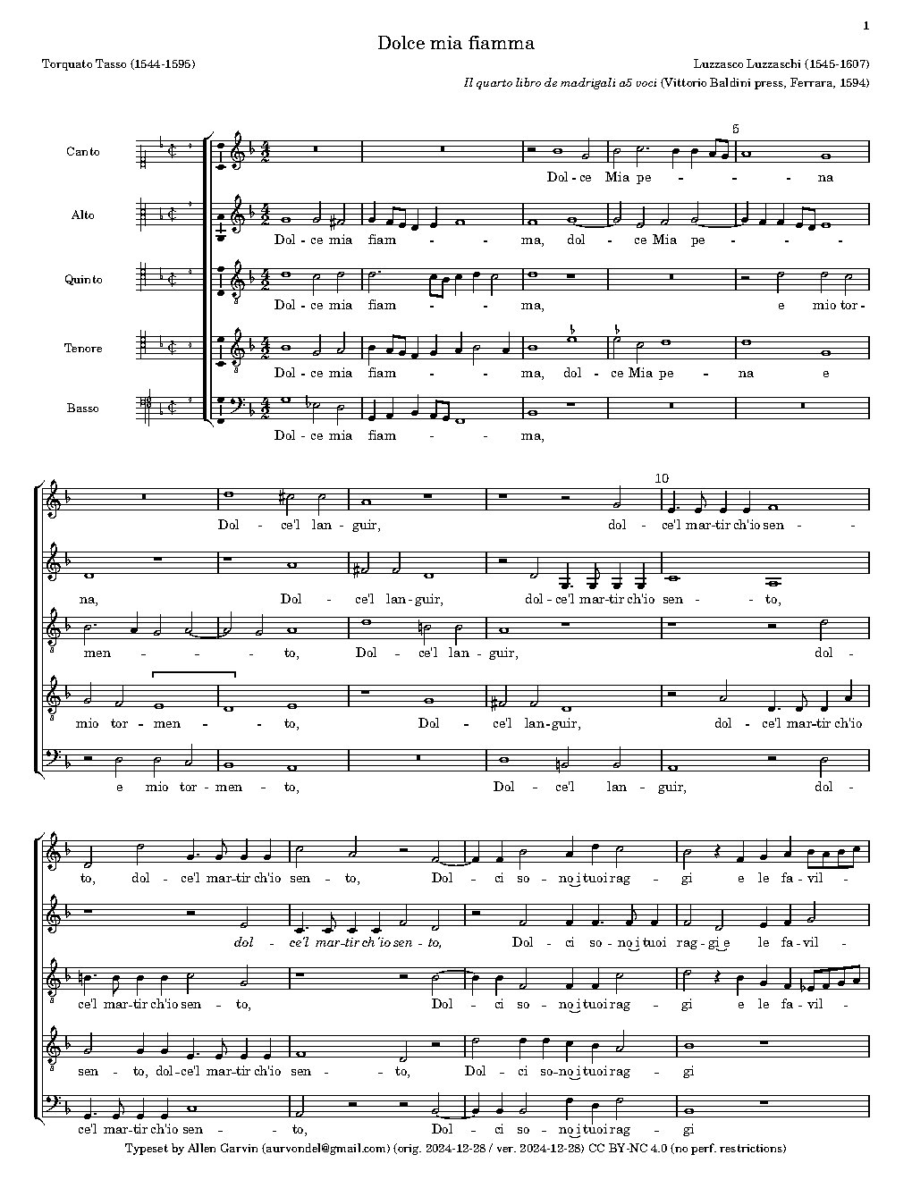 Dolce mia fiamma - Choir Script PDF Thumbnail