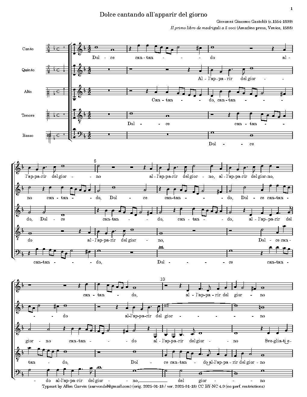 Dolce cantando all'apparir del giorno - Choir Script PDF Thumbnail