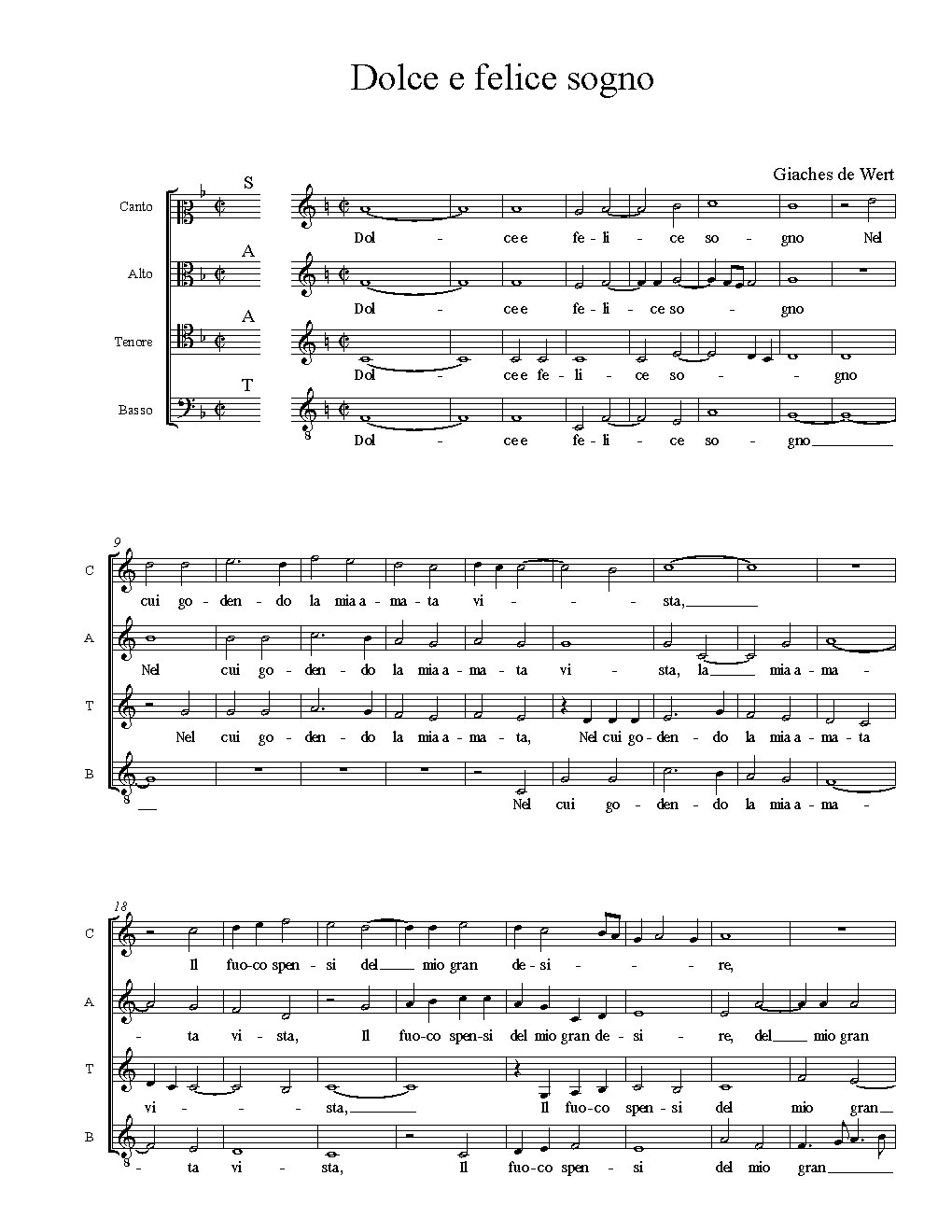 Dolce e felice sogno - Choir Script PDF Thumbnail