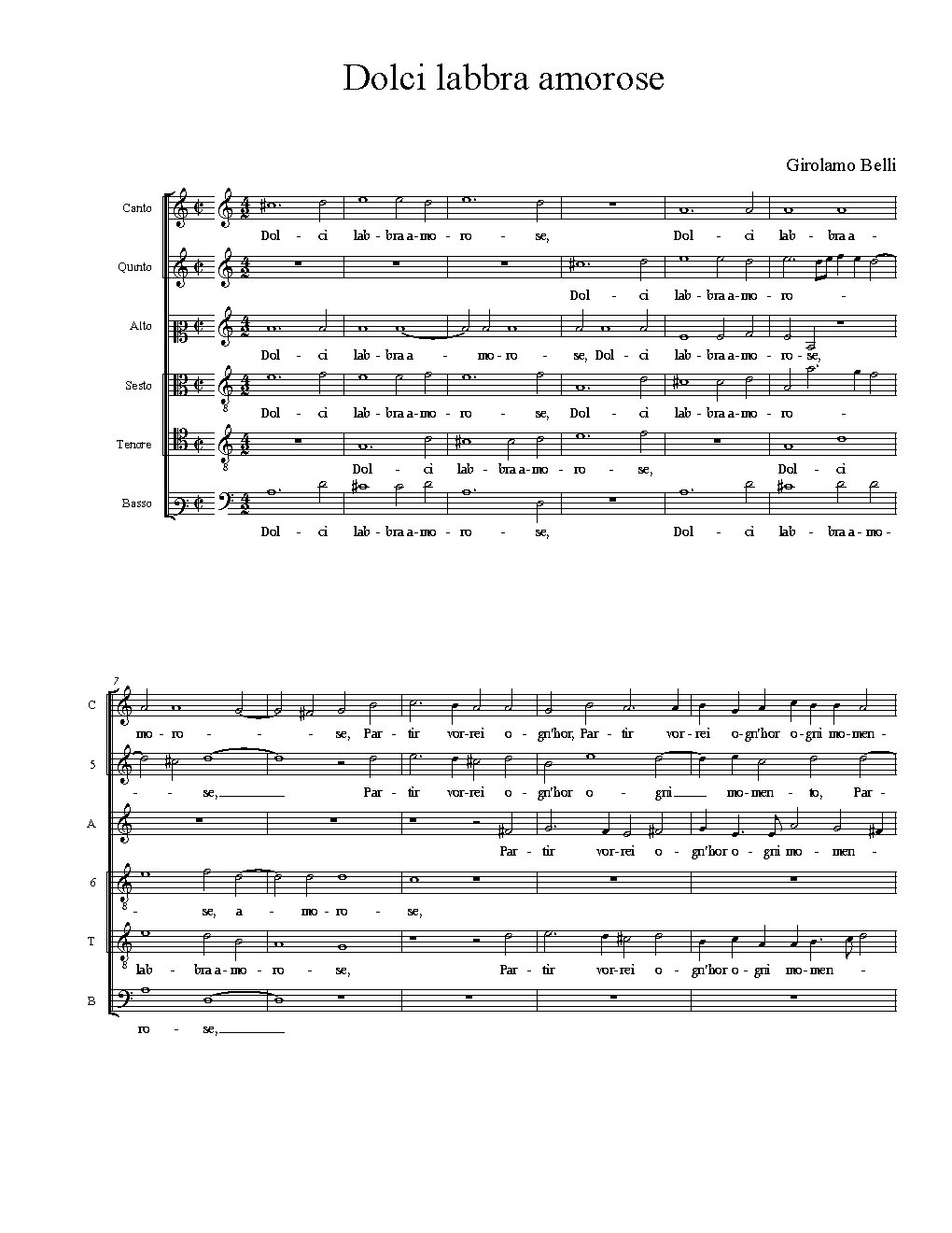Dolci labbra amorose - Choir Script PDF Thumbnail
