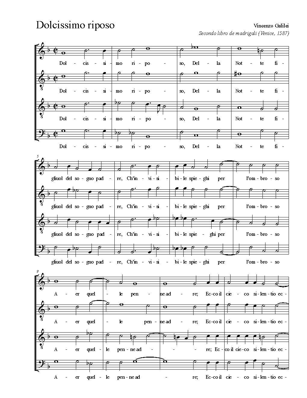 Dolcissimo riposo - Choir Script PDF Thumbnail