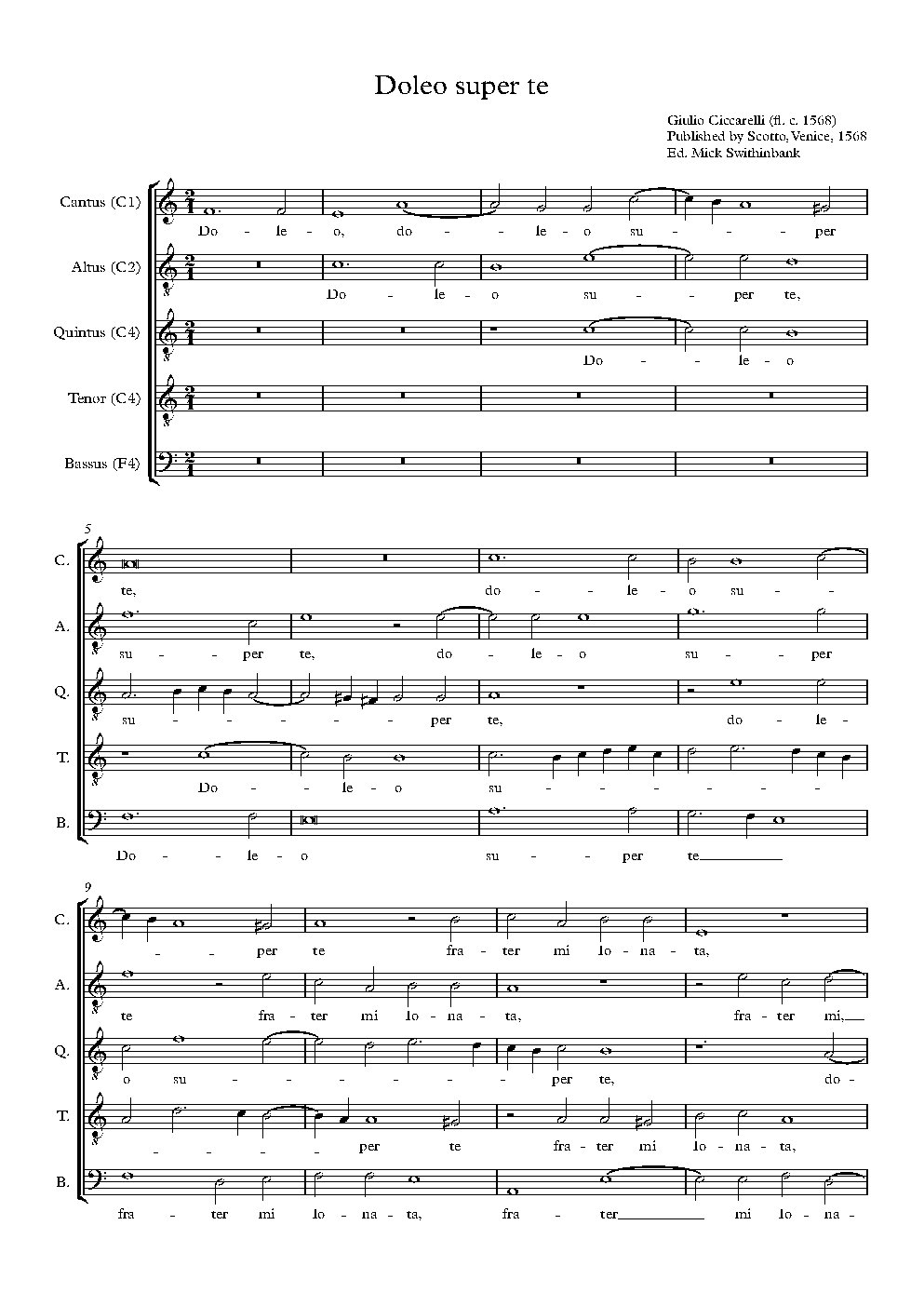 Doleo super te - Choir Script PDF Thumbnail