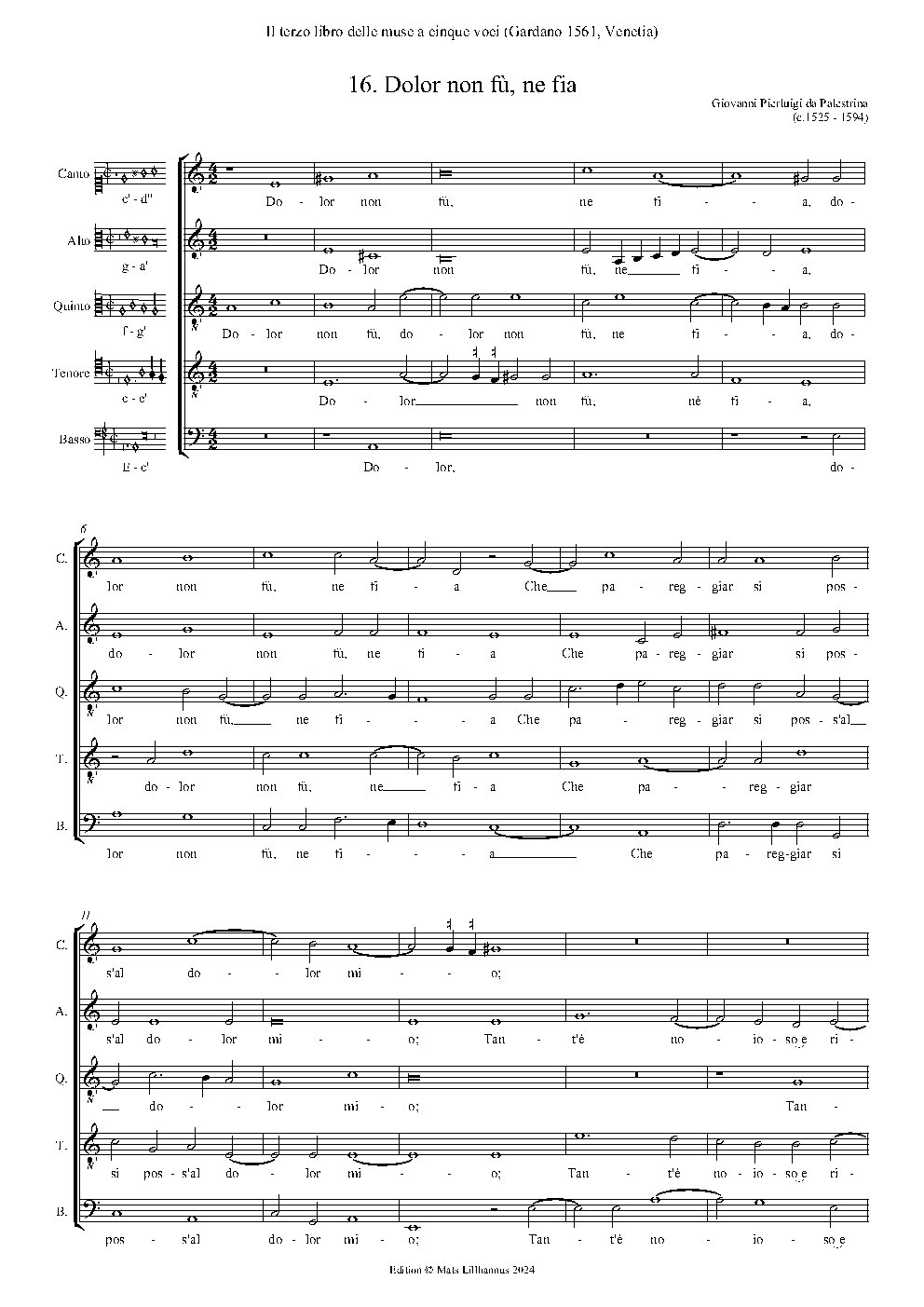 Dolor non fu - Choir Script PDF Thumbnail
