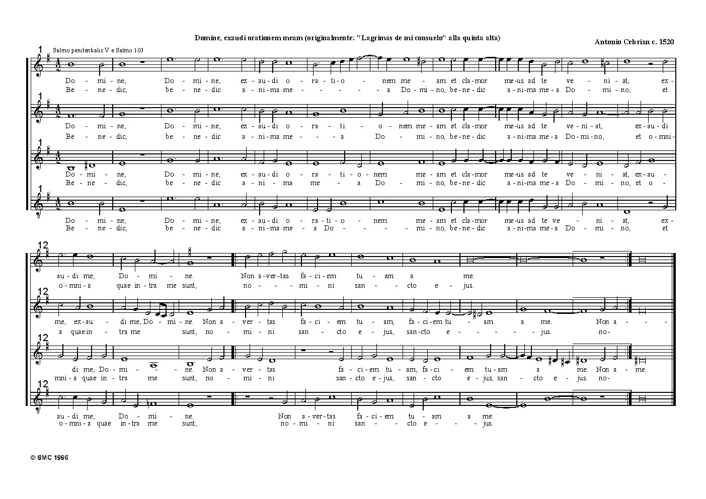Domine, exaudi orationem meam - Choir Script PDF Thumbnail