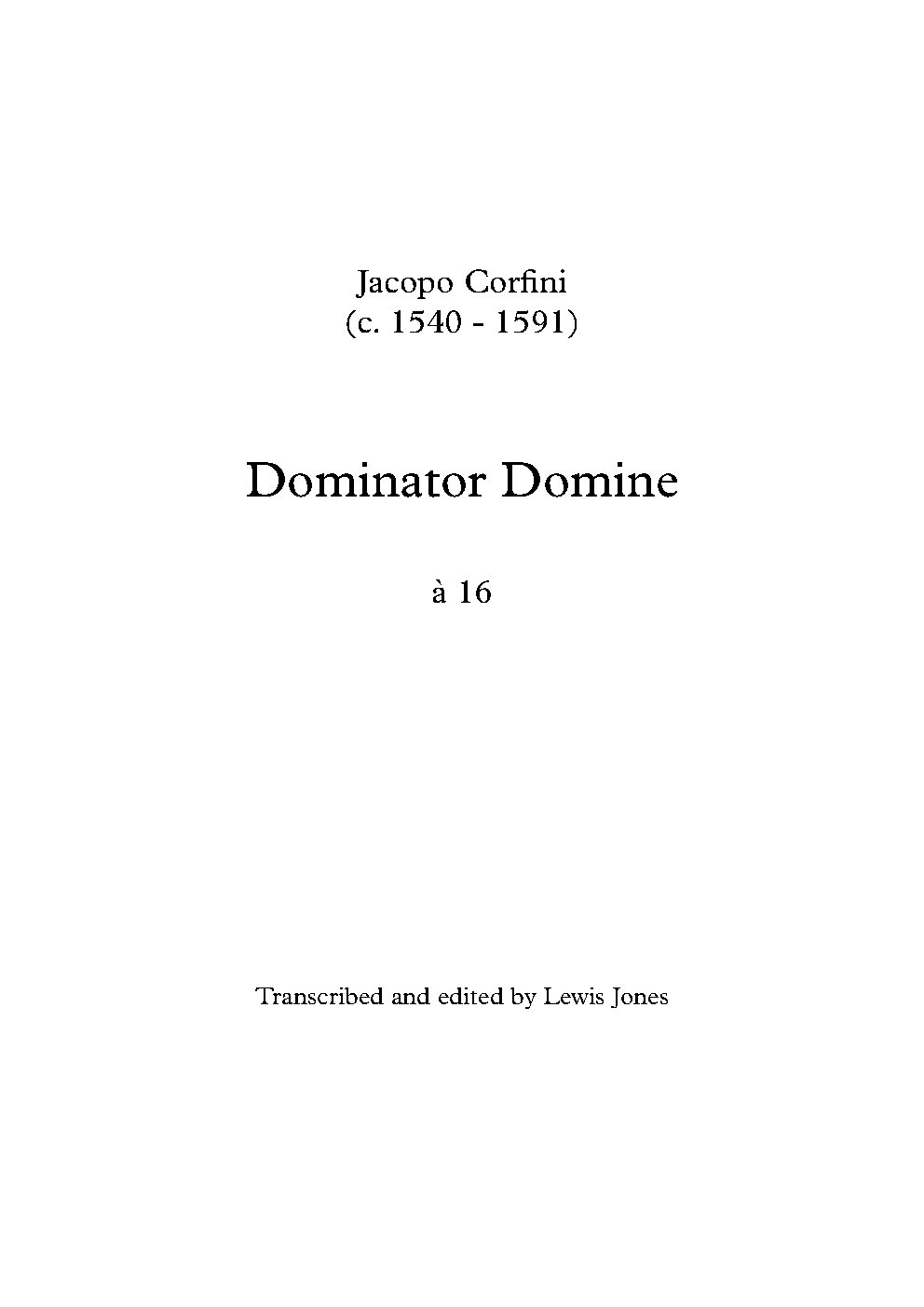 Dominator Domine a 16 - Choir Script PDF Thumbnail