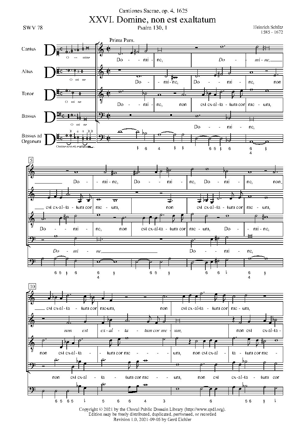 Domine, non est exaltatum cor meum, SWV 78