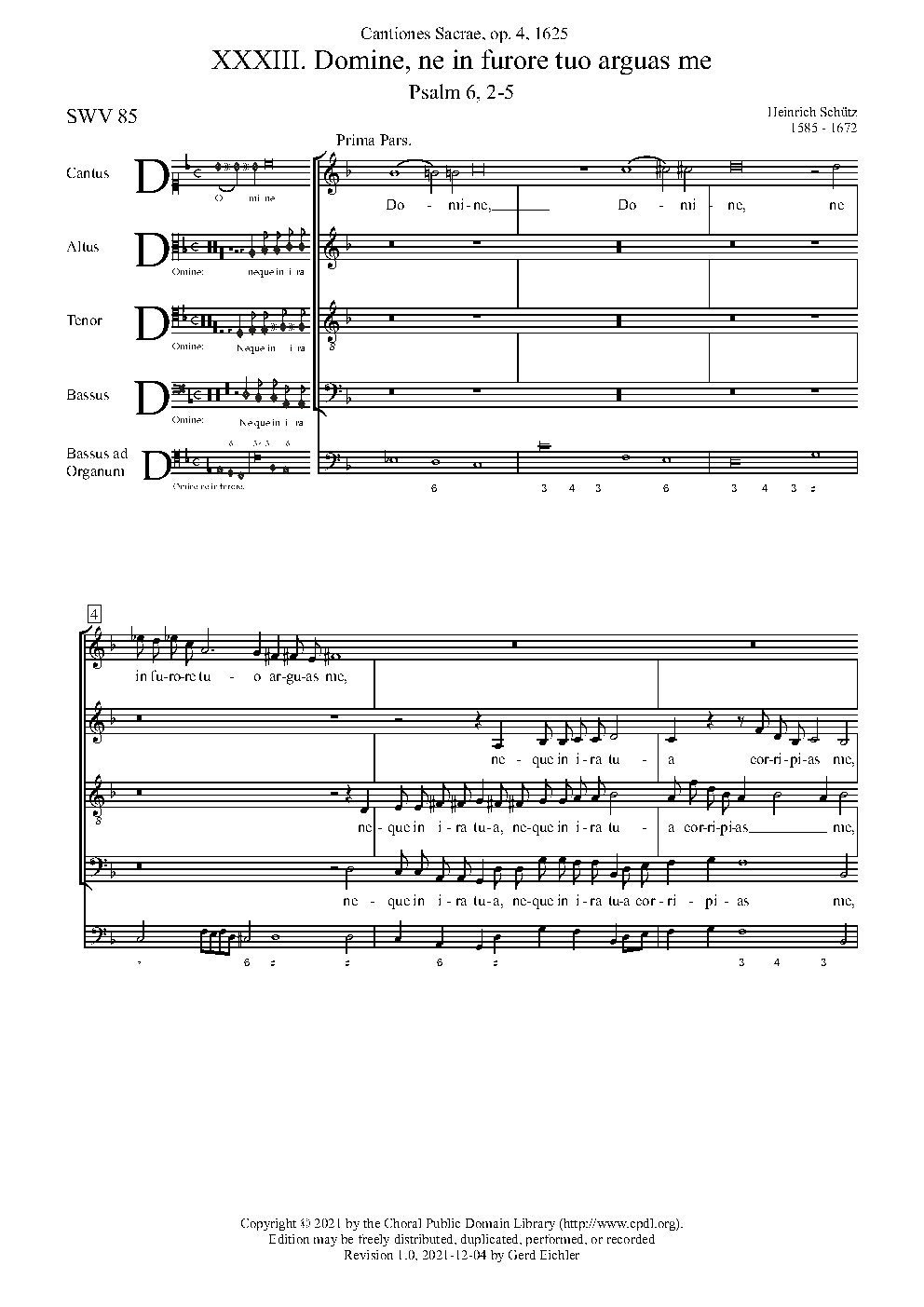 Domine, ne in furore tuo arguas me, SWV 85 - Choir Script PDF Thumbnail