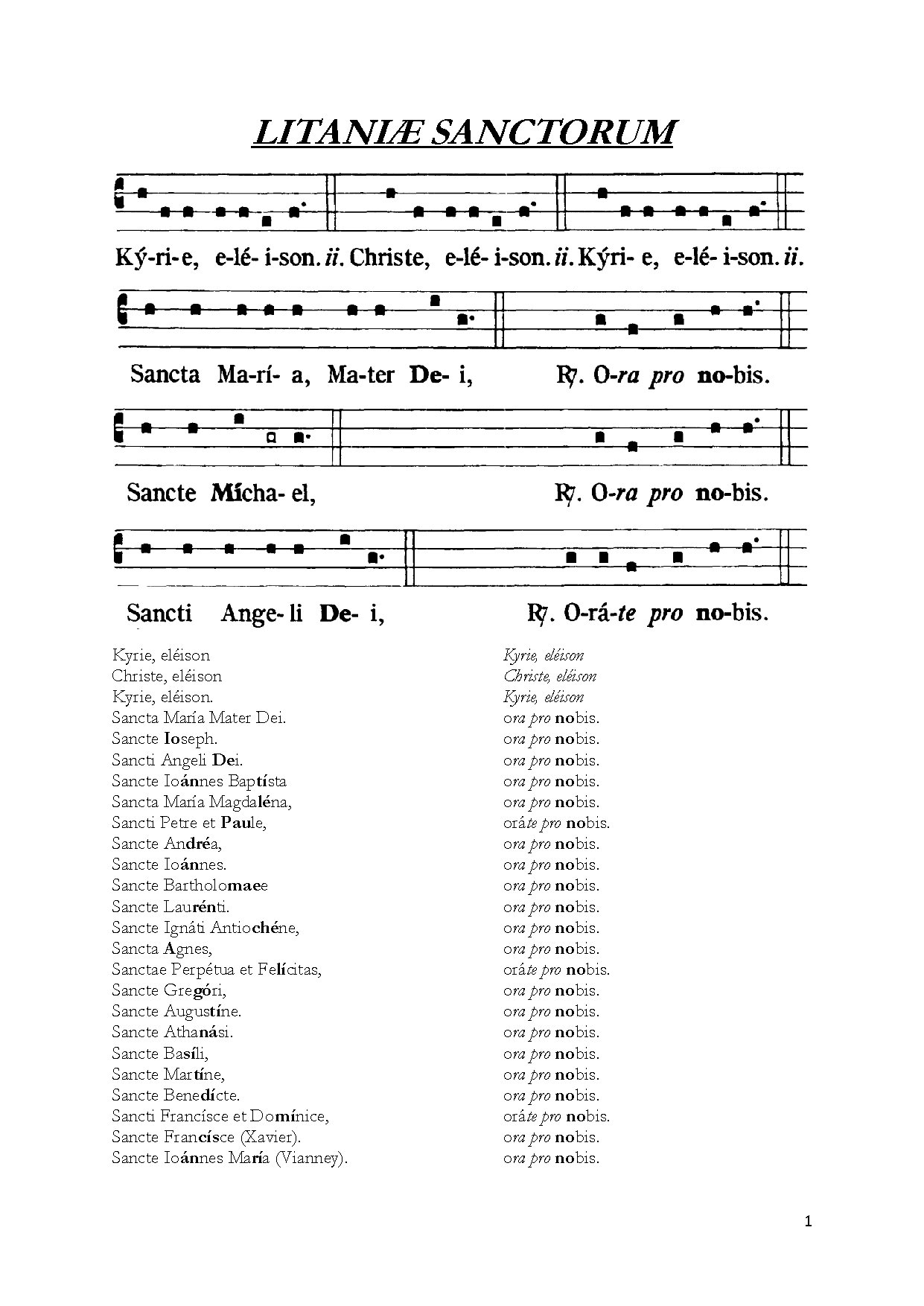 LitaniÆ Sanctorum - Download Choir Script PDF