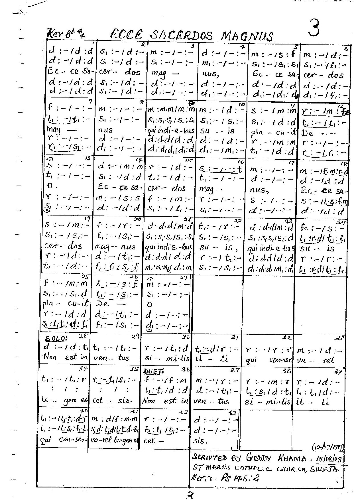 Ecce Sacedos - Download Choir Script PDF