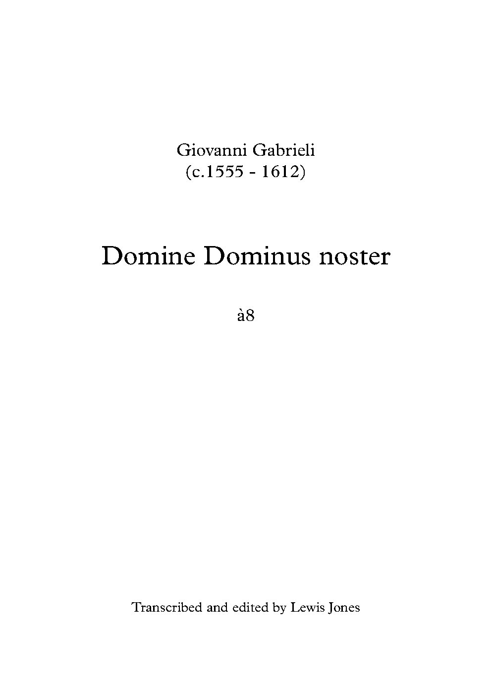 Domine Dominus noster a 8 - Choir Script PDF Thumbnail
