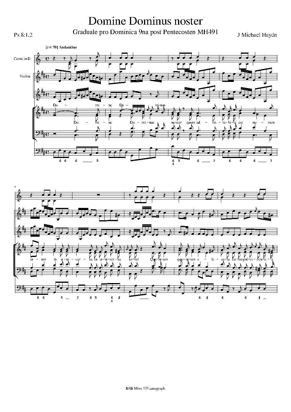 Domine Dominus noster, MH 491 - Choir Script PDF Thumbnail
