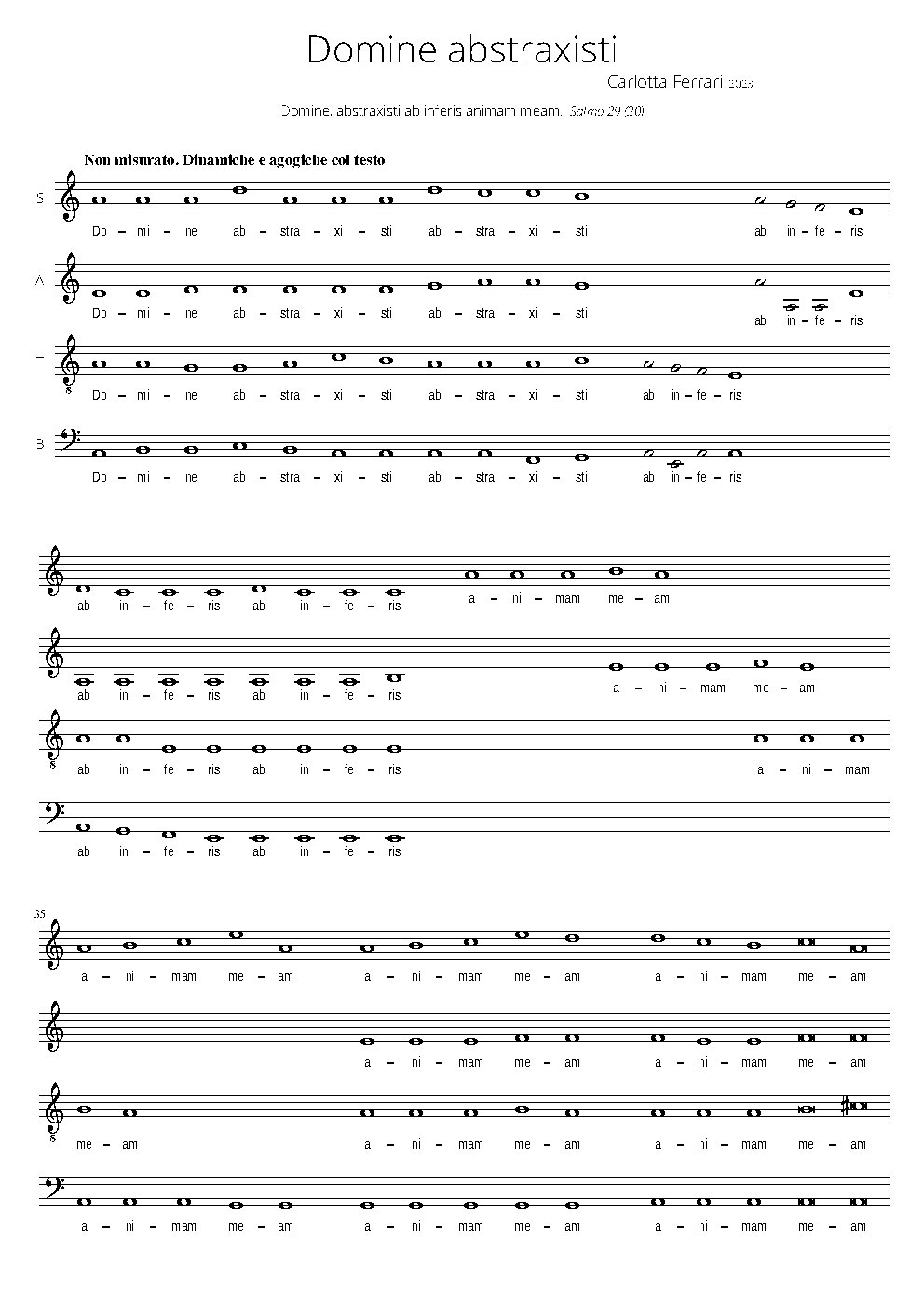 Domine abstraxisti - Choir Script PDF Thumbnail
