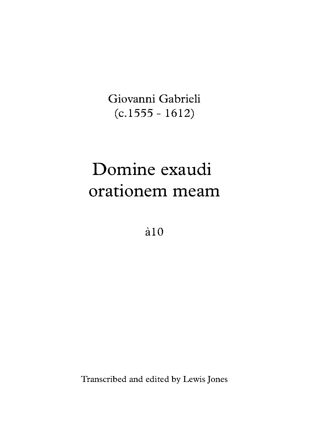 Domine exaudi orationem meam
