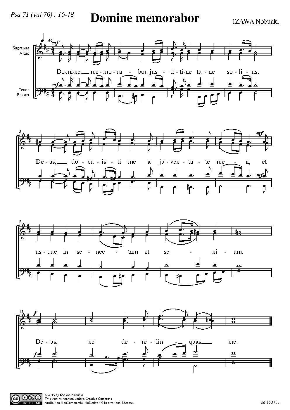 Domine memorabor - Choir Script PDF Thumbnail