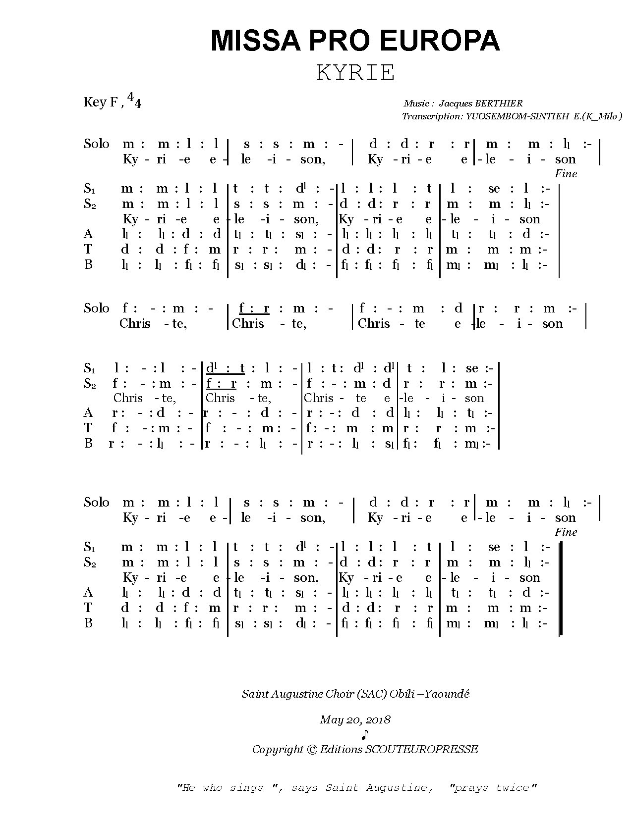 Missa Pro Europa All - Download Choir Script PDF
