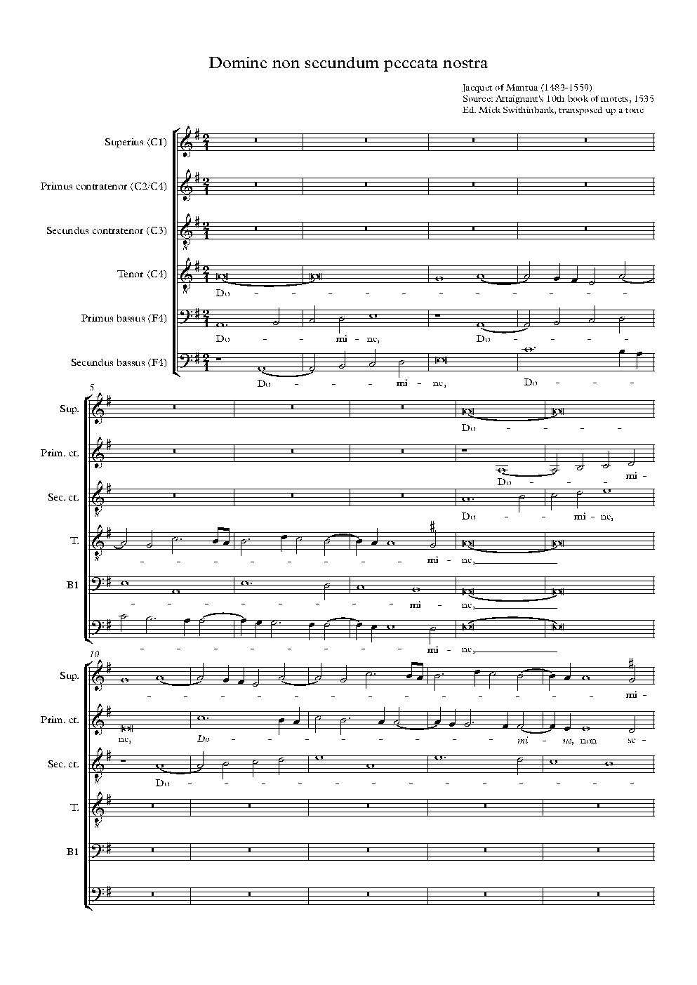Domine non secundum peccata nostra - Choir Script PDF Thumbnail
