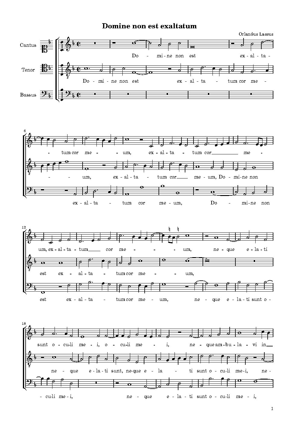 Domine non est exaltatum a3 - Choir Script PDF Thumbnail