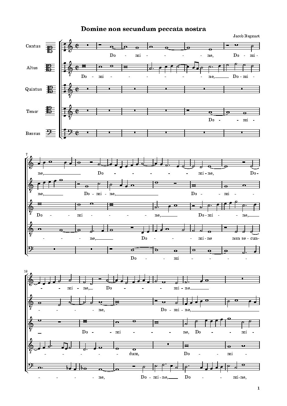 Domine non secundum peccata nostra - Choir Script PDF Thumbnail