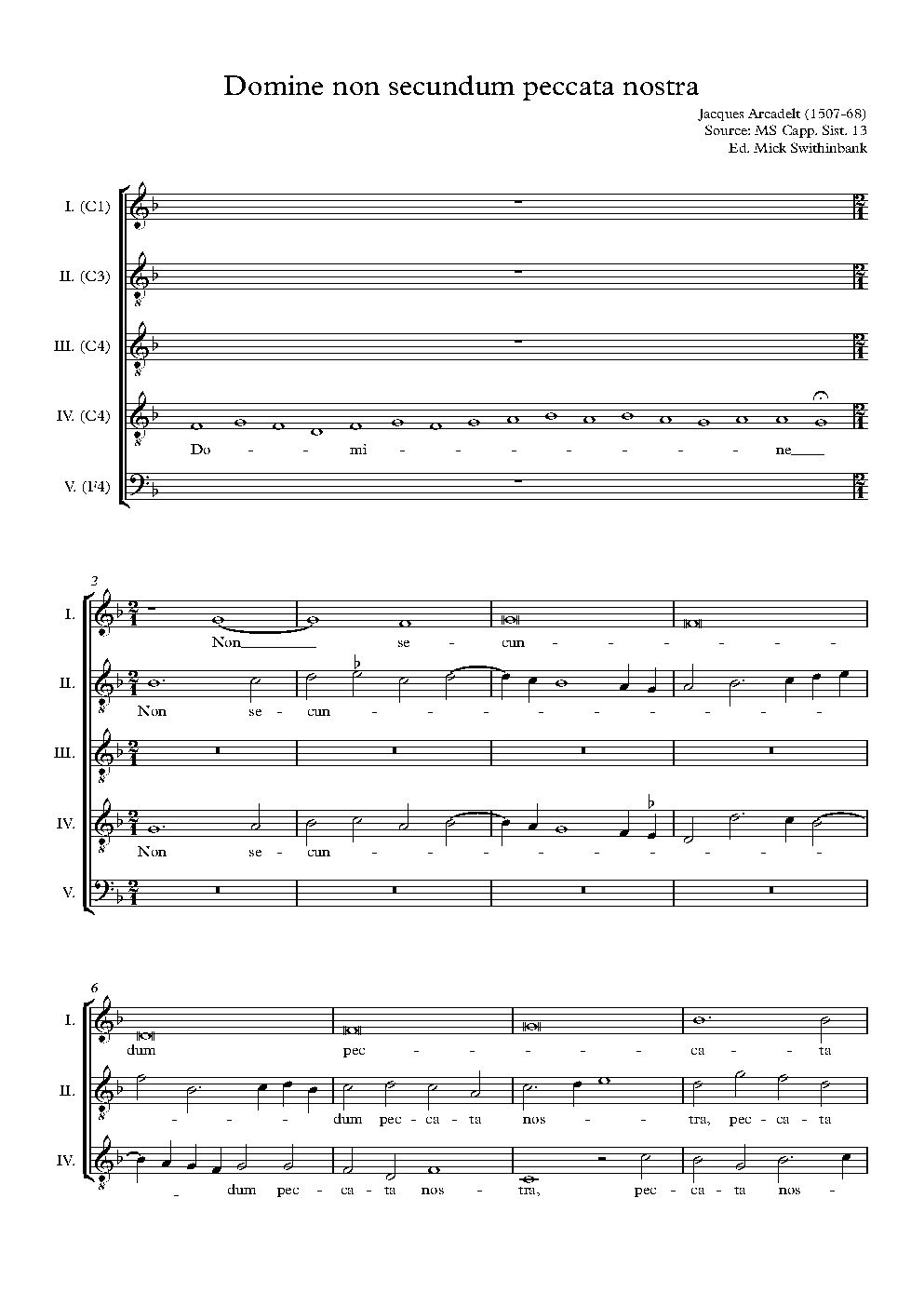 Domine non secundum peccata nostra - Choir Script PDF Thumbnail