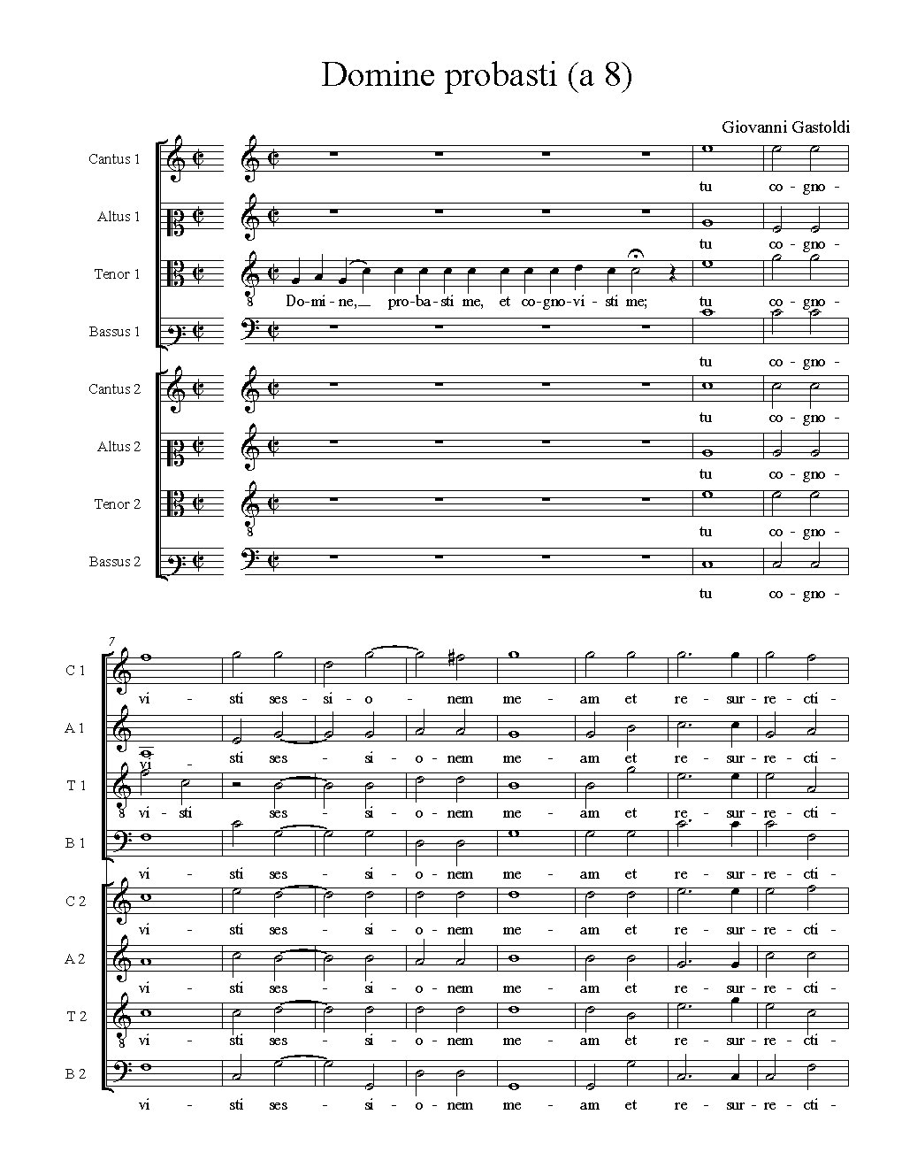 Domine probasti (a 8) - Choir Script PDF Thumbnail
