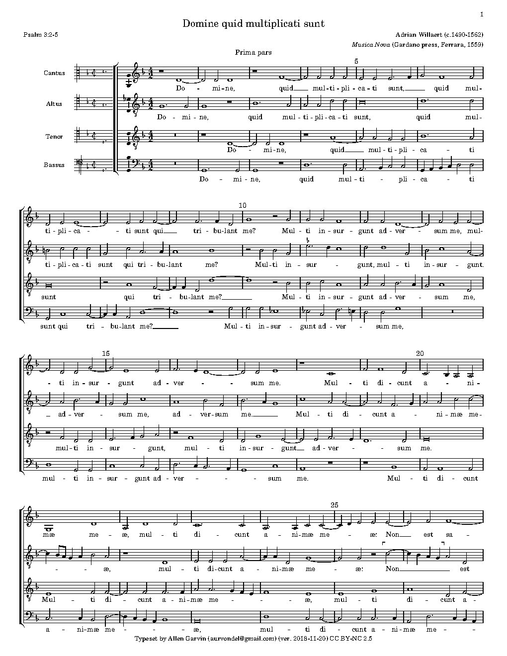 Domine quid multiplicati sunt - Choir Script PDF Thumbnail