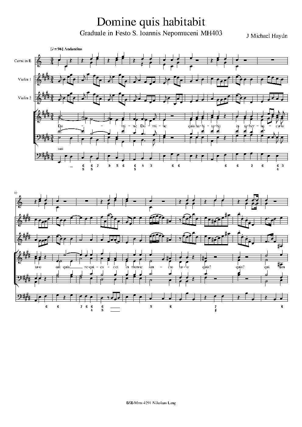 Domine quis habitabit, MH 403 - Choir Script PDF Thumbnail